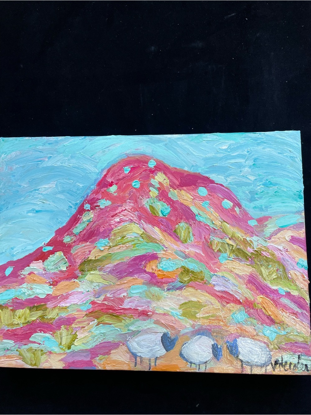 Southwest Hills With Grazing Sheep Acrylic Original Painting 16”x12”x1.5”Canvas